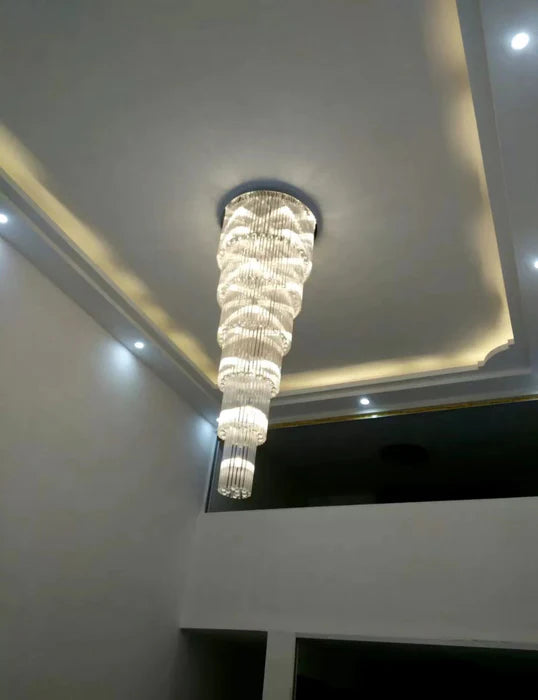 Oversized Multi-layer Crystal Ceiling Chandelier for Duplex Luxury Villa/High-Ceiling Space