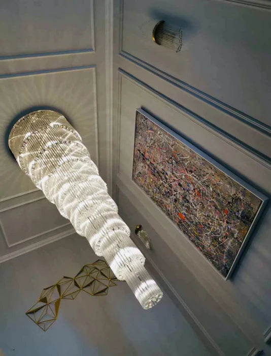 Oversized Multi-layer Crystal Ceiling Chandelier for Duplex Luxury Villa/High-Ceiling Space