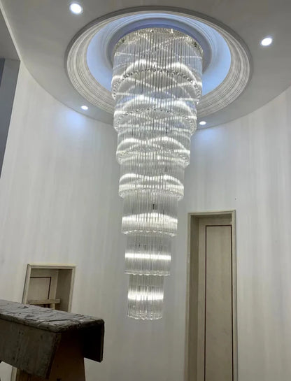 Oversized Multi-layer Crystal Ceiling Chandelier for Duplex Luxury Villa/High-Ceiling Space