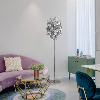 Post-modern Waterfall Spiral Floor Lamp in Chrome Finish for Living Room/Bedside