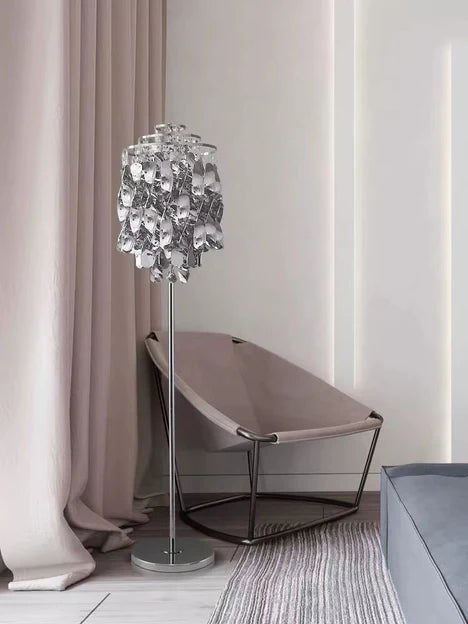 Post-modern Waterfall Spiral Floor Lamp in Chrome Finish for Living Room/Bedside