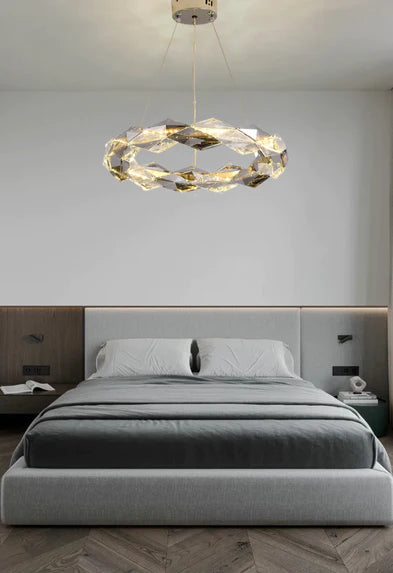 Modern Art Tiered Crystal Wreth Pendant Chandelier for Living/Dining Room/Bedroom