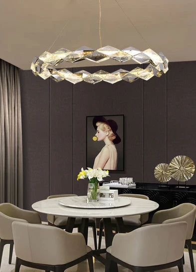 Modern Art Tiered Crystal Wreth Pendant Chandelier for Living/Dining Room/Bedroom