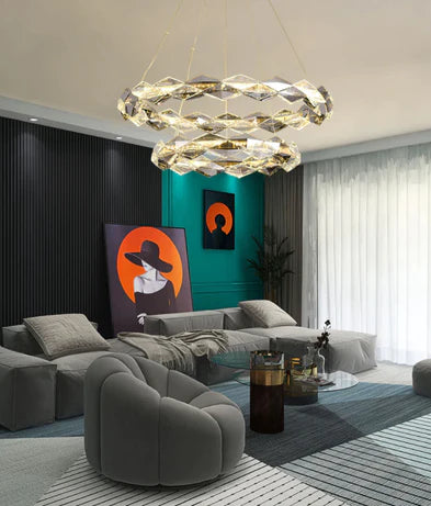 Modern Art Tiered Crystal Wreth Pendant Chandelier for Living/Dining Room/Bedroom