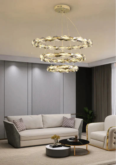 Modern Art Tiered Crystal Wreth Pendant Chandelier for Living/Dining Room/Bedroom