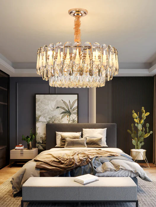 Oversized Transparent Crystal Tiered Chandelier Suit for Living/Dining Room/Bedroom