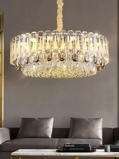 Oversized Transparent Crystal Tiered Chandelier Suit for Living/Dining Room/Bedroom