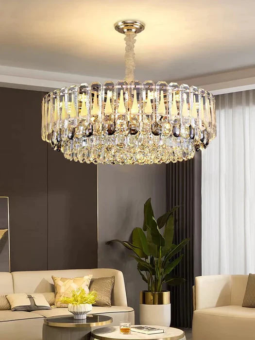 Oversized Transparent Crystal Tiered Chandelier Suit for Living/Dining Room/Bedroom