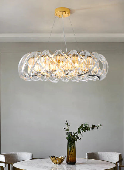 Modern Art Light Luxury Crossed Shell Transparent Crystal Chandelier Suit for Dining/Living Room