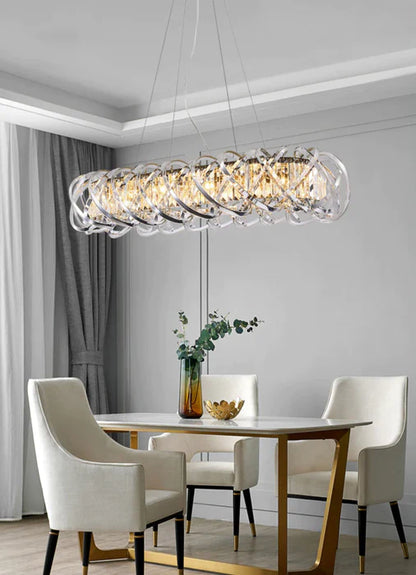 Modern Art Light Luxury Crossed Shell Transparent Crystal Chandelier Suit for Dining/Living Room