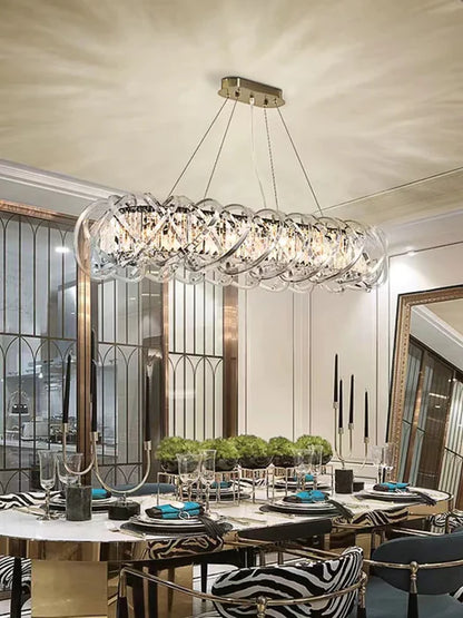 Modern Art Light Luxury Crossed Shell Transparent Crystal Chandelier Suit for Dining/Living Room