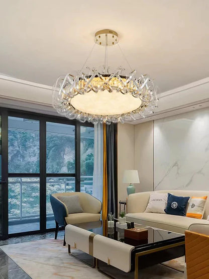 Modern Art Light Luxury Crossed Shell Transparent Crystal Chandelier Suit for Dining/Living Room