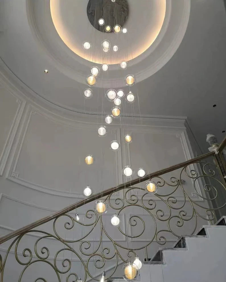 Long Contemporary Modern Blown Glass Light Fixture for Foyer/2-story Buildings/Staircase