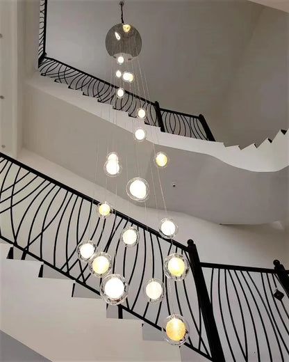 Long Contemporary Modern Blown Glass Light Fixture for Foyer/2-story Buildings/Staircase