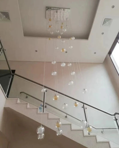 Long Contemporary Modern Blown Glass Light Fixture for Foyer/2-story Buildings/Staircase