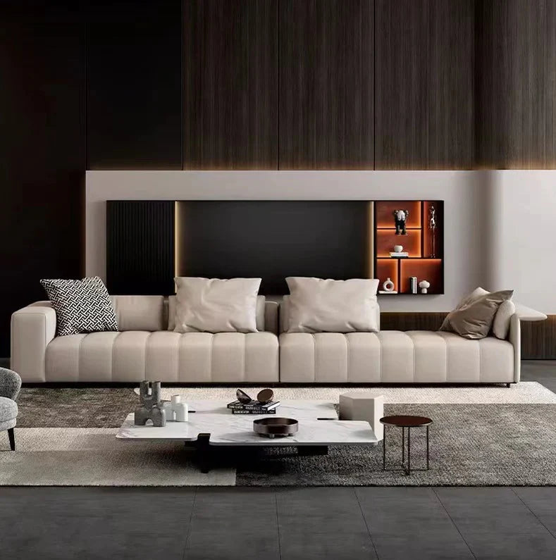 Piano-Shape Rectangle Leather Sofa