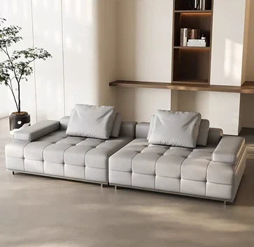 Luxury Leather Straight Sectional Sofa for Villa