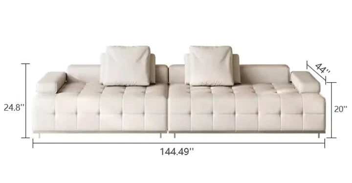 Luxury Leather Straight Sectional Sofa for Villa