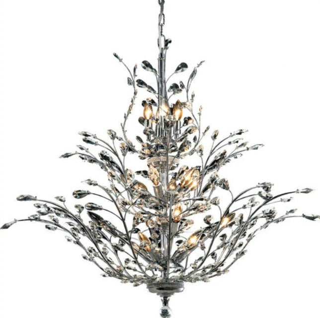 Gold/Silver/Brown Twig Branch Crystal Leaf Chandelier