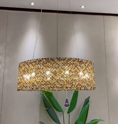 Italian Modern Light Luxury Round Crystal Chandelier Decorative Light Fixture For Living Room/Dining Room