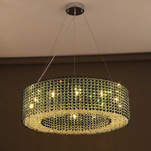 Italian Modern Light Luxury Round Crystal Chandelier Decorative Light Fixture For Living Room/Dining Room