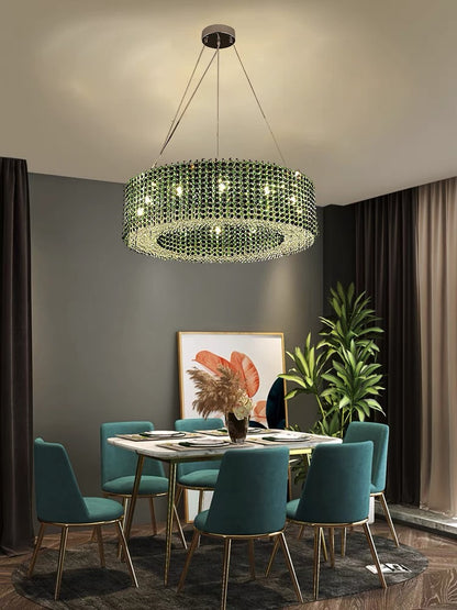 Italian Modern Light Luxury Round Crystal Chandelier Decorative Light Fixture For Living Room/Dining Room