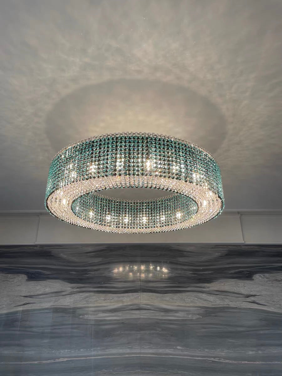 Italian Modern Light Luxury Round Crystal Chandelier Decorative Light Fixture For Living Room/Dining Room