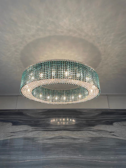 Italian Modern Light Luxury Round Crystal Chandelier Decorative Light Fixture For Living Room/Dining Room