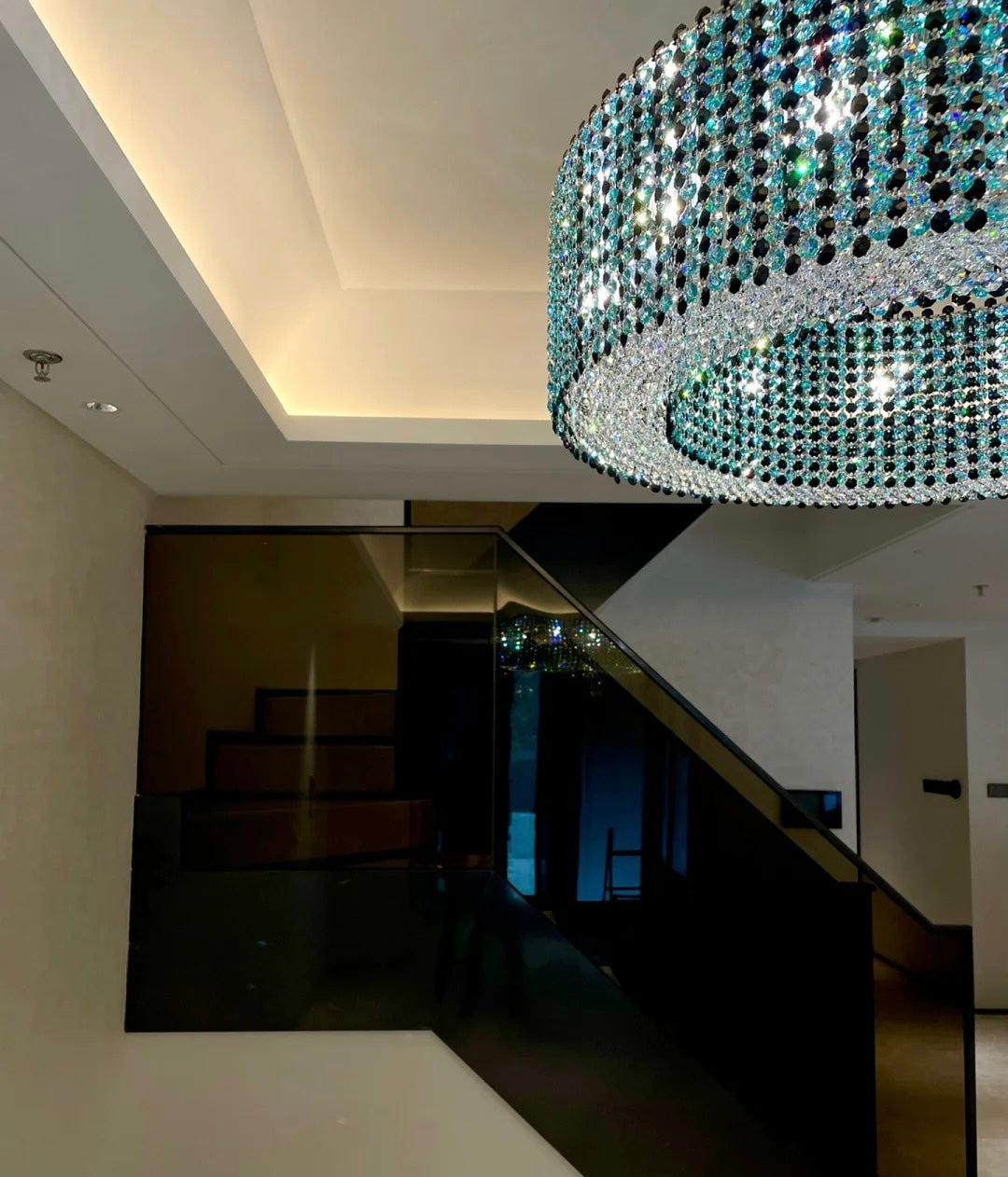 Italian Modern Light Luxury Round Crystal Chandelier Decorative Light Fixture For Living Room/Dining Room