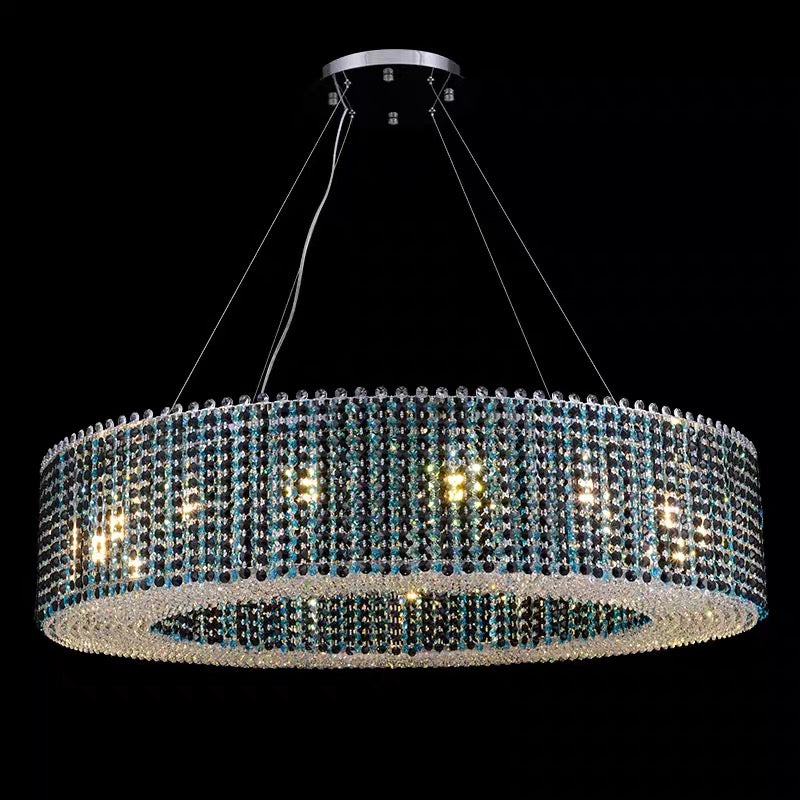 Italian Modern Light Luxury Round Crystal Chandelier Decorative Light Fixture For Living Room/Dining Room