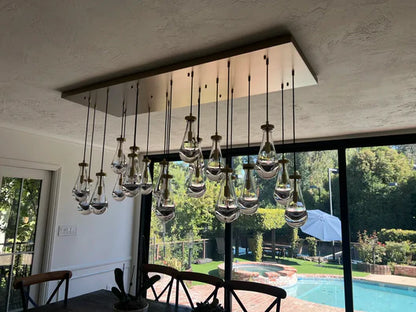 Modern Raindrop Crystal Chandelier with Rectangular Canopy