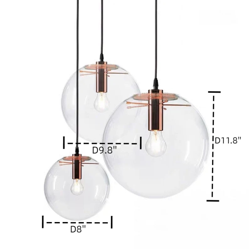 Transparent Glass Bubble Light Fixture Pendant Lighting for Dining Room/Cafe