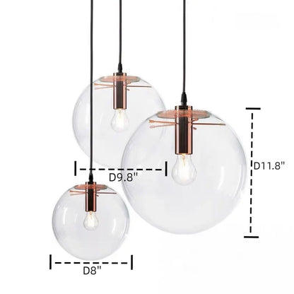 Transparent Glass Bubble Light Fixture Pendant Lighting for Dining Room/Cafe