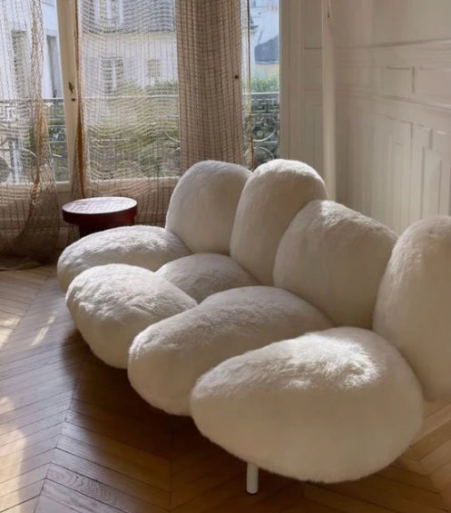 Pink/White/Black Fuzzy Cloud Sofa