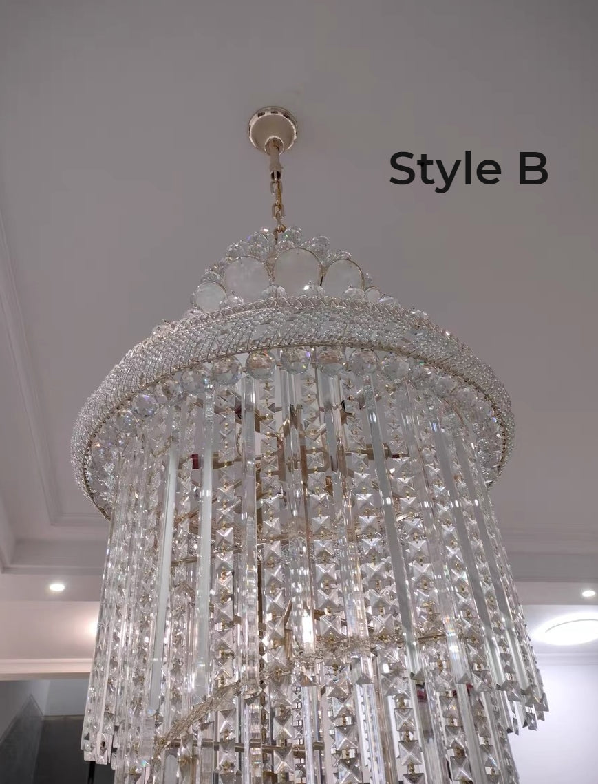 Luxury Crown Top Extra Large Crystal Chandelier for Villa/Staircase/Foyer