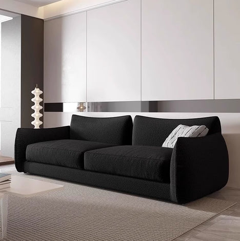Minimalism Retro Black Fabric 2-Seater Sofa
