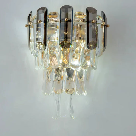 Light Luxury Smoky Gray&Clear Crystal Wall Lamp