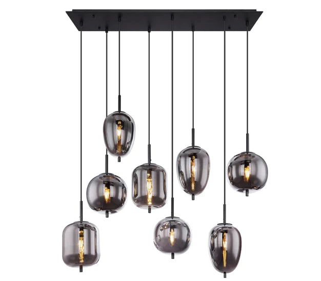 Modern Smoky Gray Glass Chandelier for Dining Room/Kitchen Island