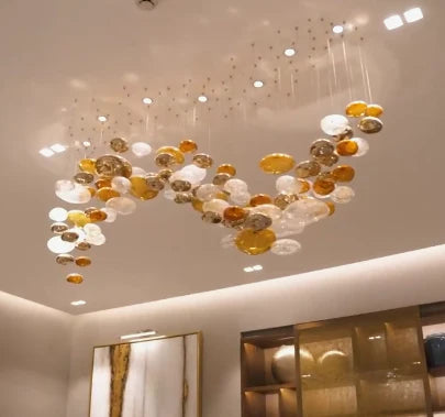 Light Luxury Colorful Glass Floating Chandelier for Living Room