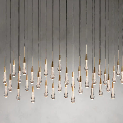 Modern Cascade Raindrop Linear Crystal Chandelier for Dining Room/Kitchen Island