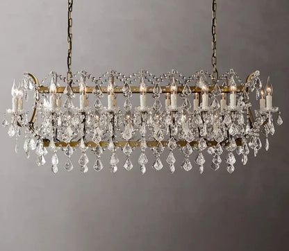 Luxury Classic Rectangular Candle Light Crystal Chandelier for Dining Room