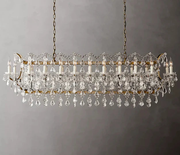 Luxury Classic Rectangular Candle Light Crystal Chandelier for Dining Room