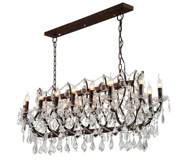 Luxury Classic Rectangular Candle Light Crystal Chandelier for Dining Room