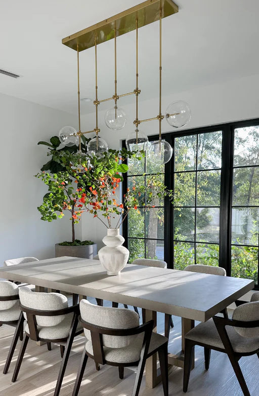 Nordic Clear Sphere Glass Chandelier in Black/Gold Finish for Dinning Room/Kitchen Island