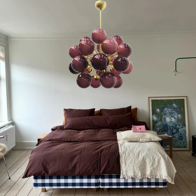 Sputnik White/Purple Grapes Glass Chandelier for Living /Dining Room/Bathroom/Bedroom