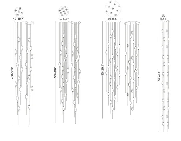 Modern Stick Crystal Chandelier for Staircase/Foyer/Entryway