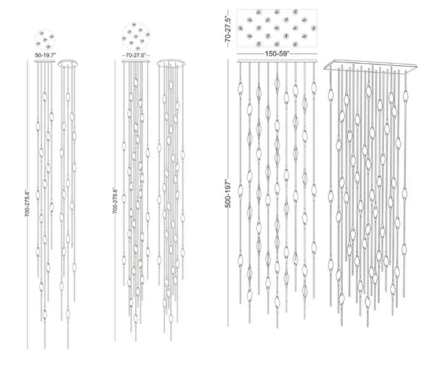 Modern Stick Crystal Chandelier for Staircase/Foyer/Entryway