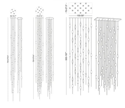 Modern Stick Crystal Chandelier for Staircase/Foyer/Entryway