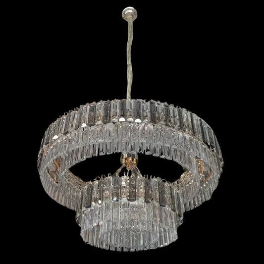 Modern Light Luxury 2-Tier Round Crystal Chandelier