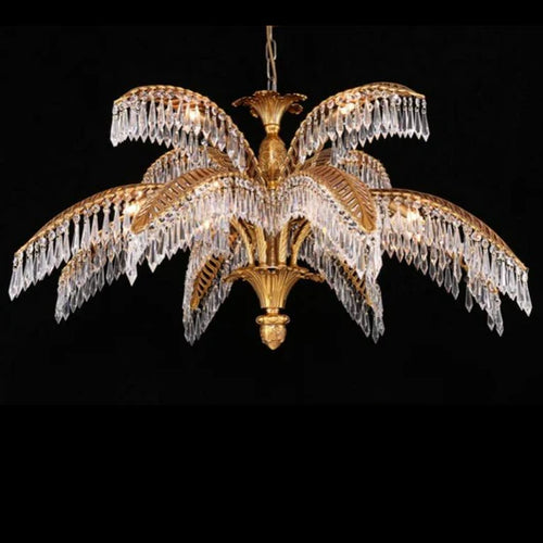 Luxury Brass Palm Tree Crystal Chandelier for Living Room/Low-ceiling